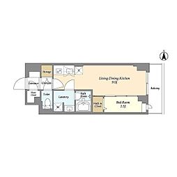 スタイリオフィット武蔵小杉II 1LDKの間取図画像