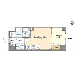 スタイリオフィット武蔵小杉II 1LDKの間取図画像