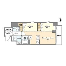 スタイリオフィット武蔵小杉II 2LDKの間取図画像