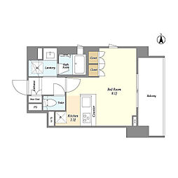 LIBRGRANT四谷三丁目 ワンルームの間取図画像