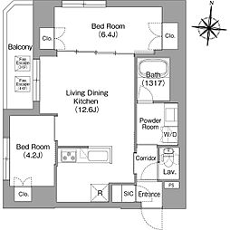 プラネソシエプラス旗の台 2LDKの間取図画像