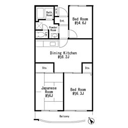 アイリスガーデン清瀬 3DKの間取図画像