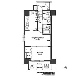 コンフォリア浅草松が谷 1LDKの間取図画像