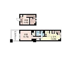 レジデンスシャルマン月島 2LDKの間取図画像