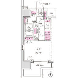 ディームス木場 1Kの間取図画像