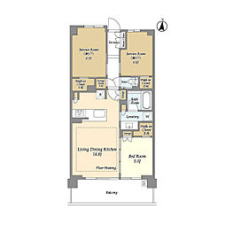 ドゥーエ町屋2 1SLDKの間取図画像