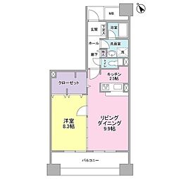 UR都市機構アーバンライフ月島駅前イースト 1LDKの間取図画像