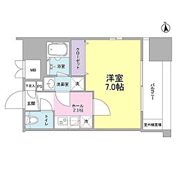 リバーレ東新宿 1Kの間取図画像