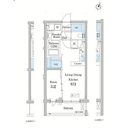 デュオフラッツ大宮 1LDKの間取図画像