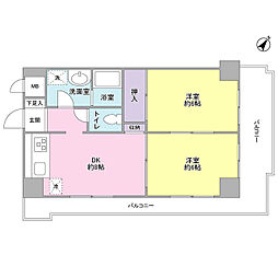 アグレ本八幡 2DKの間取図画像
