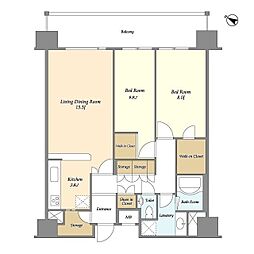 BPRレジデンス三田伊皿子坂 2LDKの間取図画像