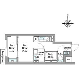スタイリオフィット新丸子 2Kの間取図画像