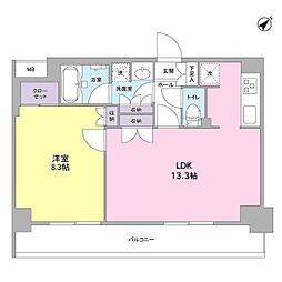 プラース千代田富士見 1LDKの間取図画像