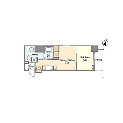 リエトコート元赤坂 1DKの間取図画像