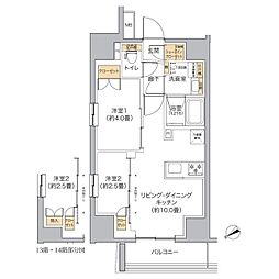 リビオメゾン新宿west 2LDKの間取図画像