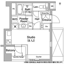 コンフォリア銀座EAST ワンルームの間取図画像