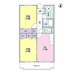 アルカディア三軒茶屋 2DKの間取図画像