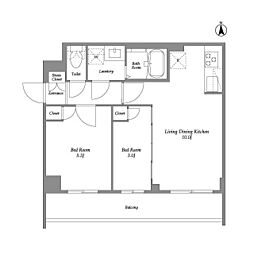 ザ・グラヴィティ新宿 2LDKの間取図画像