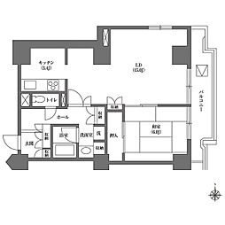 文京グリーンコートビュータワー本駒込B棟 1LDKの間取図画像