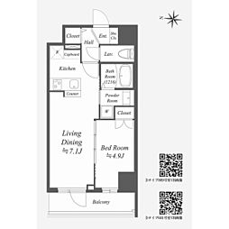 AlphaPrime東陽町 1LDKの間取図画像