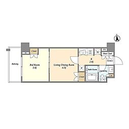 オアーゼ新宿市谷薬王寺 1LDKの間取図画像