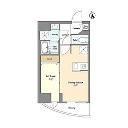 Villa Crest Higashi Ueno 1DKの間取図画像