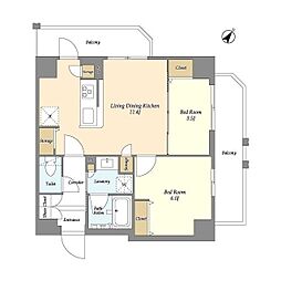 リテラス三ノ輪ウエスト 2LDKの間取図画像
