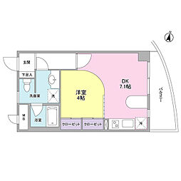ボヌール都立大学壱番館 1DKの間取図画像