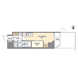 リテラス錦糸町ウエスト 1DKの間取図画像