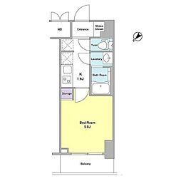 Dormouse和 1Kの間取図画像
