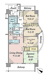 ハートスクエア和光見晴らしの丘 3SLDKの間取り