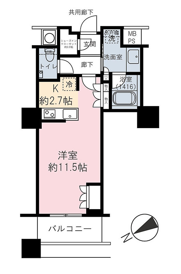 ザ・パークハウス西新宿タワー60(1R) 12階の間取り