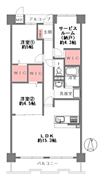 リエラ八尾本町 2SLDKの間取り