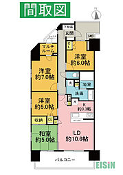 レーベン古河グランディスタワー 4LDKの間取図画像