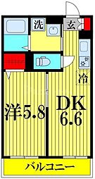 メグリオ南流山 3階1DKの間取り