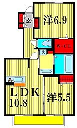 サンヒルズヴィラカインドネス　I 1階2LDKの間取り
