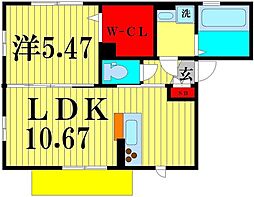 Ａｚａｌｅａ辻前Ｂ 1階1LDKの間取り