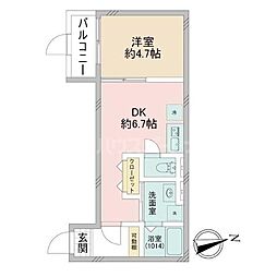 クロレ南流山VI 2階1DKの間取り