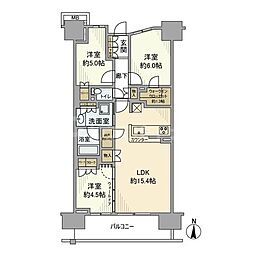 パークホームズ流山セントラルパーク 10階3LDKの間取り