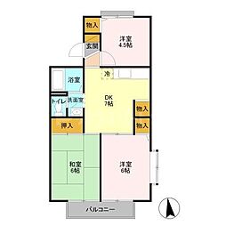 ドリームハイツ　Ａ・Ｂ 1階3DKの間取り