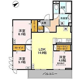 モンステラ 3LDKの間取図画像