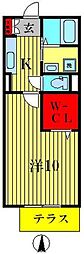 リシアンサス・ガーデンC 1階1Kの間取り