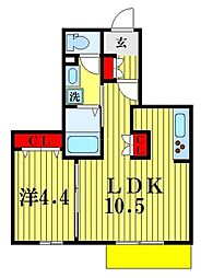 栞 1階1LDKの間取り