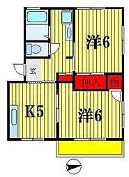 メゾン日暮 2階2Kの間取り