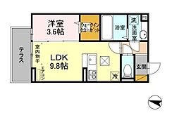 ヴァン・ヴェールおおたかの森II 3階1LDKの間取り