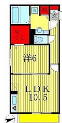 Arcobaleno 3階1LDKの間取り