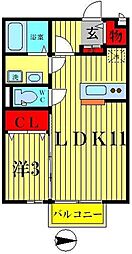 ベルウッド 1階1LDKの間取り