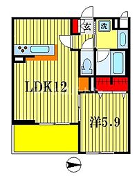 クラシヤ 3階1LDKの間取り