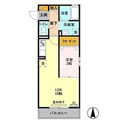 イースト・コート 2階1LDKの間取り