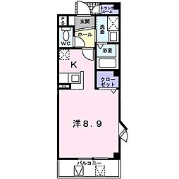 グランヒルズ 3階ワンルームの間取り